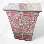 Mother of Pearl Inlay Almirah Floral 2 Door 2 Drawer Pink 2