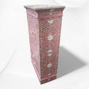 Mother of Pearl Inlay Almirah Floral 2 Door 2 Drawer Pink 3