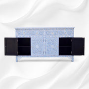 Mother Of Pearl Inlay Floral Sideboard Light Blue