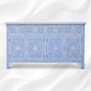 Mother Of Pearl Inlay Floral Sideboard Light Blue