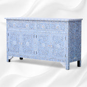 Mother Of Pearl Inlay Floral Sideboard Light Blue