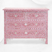 Mother Of Pearl Inlay Floral Chest Of Four Drawer Raspberry 1