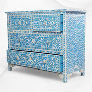 Mother Of Pearl Inlay Floral Chest Of Four Drawers Turquoise 2