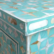 Mother Of Pearl Inlay 4 Drawer Star Chest Turquoise 3