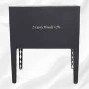 Mother Of Pearl Inlay Bedside 2 Drawer Lotus Design Black 4