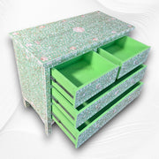 Mother of Pearl Inlay Floral Chest of Four Drawers Mint Green 2
