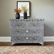 Mother Of Pearl Inlay Floral Chest Of Four Drawers Black