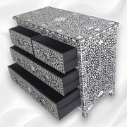 Mother Of Pearl Inlay Floral Chest Of Four Drawers Black 3