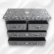 Mother Of Pearl Inlay Floral Chest Of Four Drawers Black 2