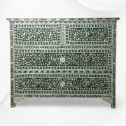 Mother Of Pearl Inlay Floral Chest Of Four Drawers Green 1