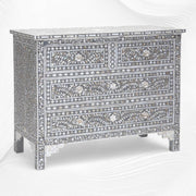 Mother Of Pearl Inlay Floral Chest Of Four Drawers Grey 1