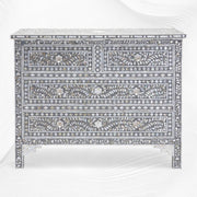 Mother Of Pearl Inlay Floral Chest Of Four Drawers Grey 2