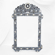 Black Mother Of Pearl Inlay Floral Circle Mirror 4