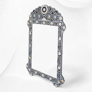 Black Mother Of Pearl Inlay Floral Circle Mirror 1
