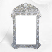 Grey Mother Of Pearl Inlay Floral Circle Mirror 1