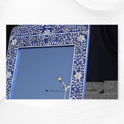 Mother Of Pearl Inlay Floral Crested Mirror Blue 1
