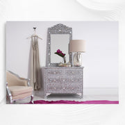 Mother Of Pearl Inlay Floral Crested Mirror Grey 1