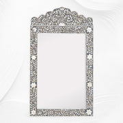 Mother Of Pearl Inlay Floral Crested Mirror Grey 2