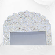 Mother Of Pearl Inlay Floral Crested Mirror Ivory 2