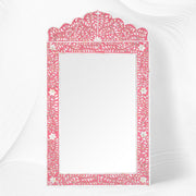 Mother Of Pearl Inlay Floral Crested Mirror Pink 2