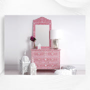 Mother Of Pearl Inlay Floral Crested Mirror Pink 1