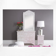 Mother Of Pearl Inlay Floral Crested Mirror White 1