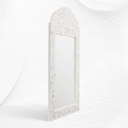 Mother Of Pearl Inlay Floral Crested Mirror White 2
