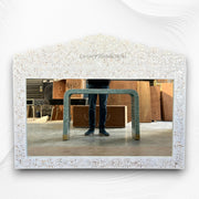 Mother Of Pearl Inlay Floral Crested Mirror White Large