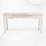 Mother Of Pearl Inlay Long Curved Leg Desk White 5