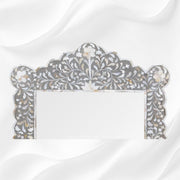 Mother Of Pearl Inlay Scalloped Mirror Grey 1