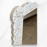 Mother Of Pearl Inlay Scalloped Mirror White 3