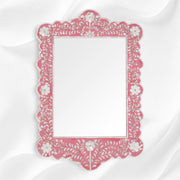 Mother Of Pearl Inlay Scalloped Mirror Pink 2