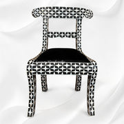 Mother Of Pearl Inlay Star Design Chair Black 6