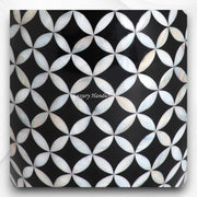 Mother of Pearl Inlay Stool Geometric Black 2