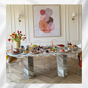 Myra Fantasy Brown Marble Dining Table 8 Seater