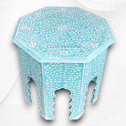 Naomi Bone Inlay Octagonal Large Side Table Mint Green 1