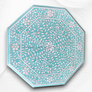 Naomi Bone Inlay Octagonal Large Side Table Mint Green 2