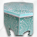 Naomi Bone Inlay Octagonal Large Side Table Mint Green 3