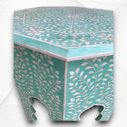 Naomi Bone Inlay Octagonal Large Side Table Mint Green 3