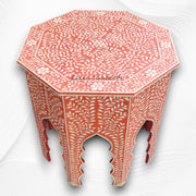 Naomi Bone Inlay Octagonal Large Side Table Orange 1