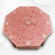 Naomi Bone Inlay Octagonal Large Side Table Orange 2