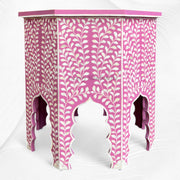 Naomi Bone Inlay Octagonal Large Side Table Pink 3