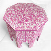 Naomi Bone Inlay Octagonal Large Side Table Pink 1