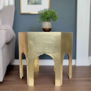 Naomi Brass Embossed Octagonal Large Side Table
