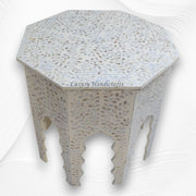 Naomi MOP Inlay Octagonal Large Side Table Beige 1