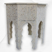 Naomi MOP Inlay Octagonal Large Side Table Beige 4