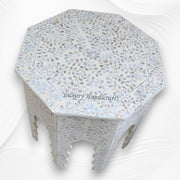 Naomi MOP Inlay Octagonal Large Side Table Beige 3