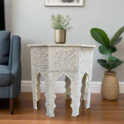 Naomi MOP Inlay Octagonal Large Side Table Beige