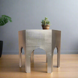 Naomi Nickel Embossed Octagonal Large Side Table