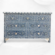 Navy Blue Mother of Pearl Inlay Chest Of 7 Drawers Large